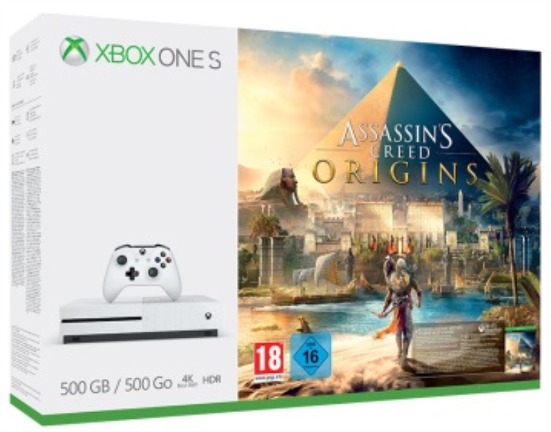 MICROSOFT Console Xbox One S 500 GB bianco + Assassin's Creed Origins bundle